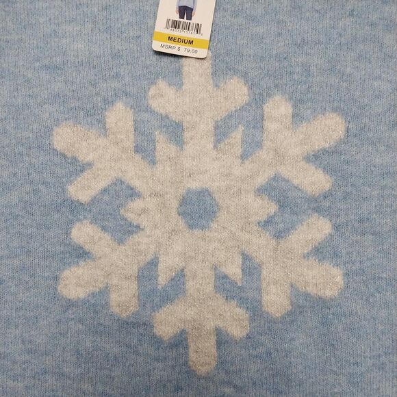 Women’s Holiday Christmas Sweater - SNOWFLAKE sky blue Vince Camuto NWT - Medium - Picture 8 of 14